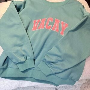 Vacay Green and Pink Women's Sweater